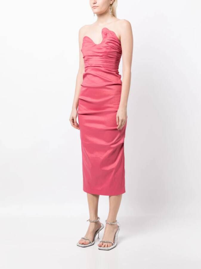 Rachel Gilbert Midi-jurk met ruches Roze