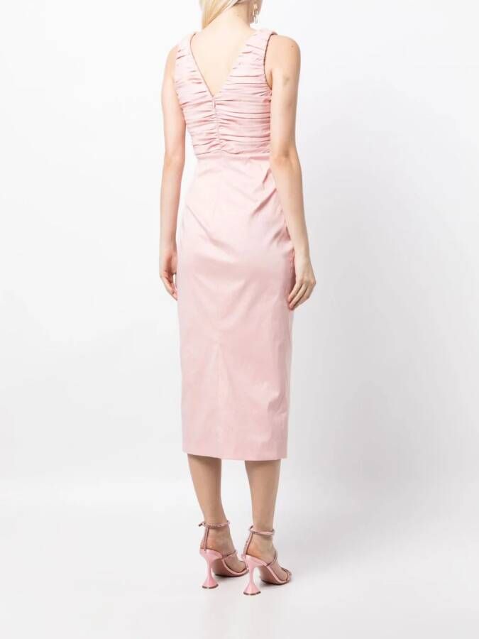 Rachel Gilbert Midi-jurk met ruches Roze