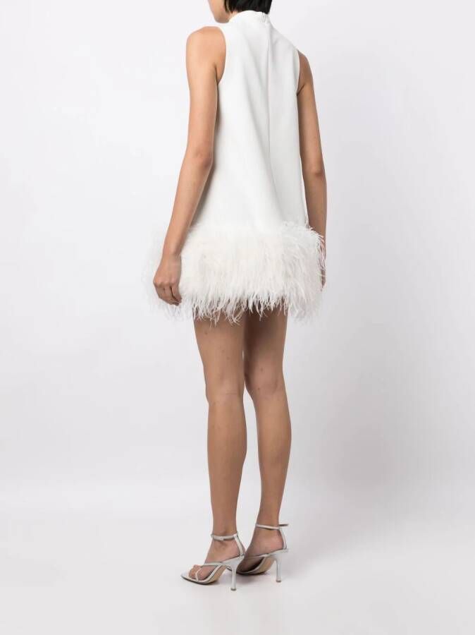 Rachel Gilbert Midi-jurk verfraaid met veren Wit