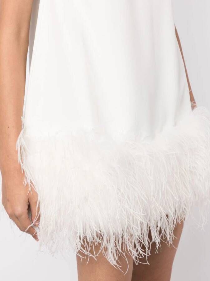 Rachel Gilbert Midi-jurk verfraaid met veren Wit