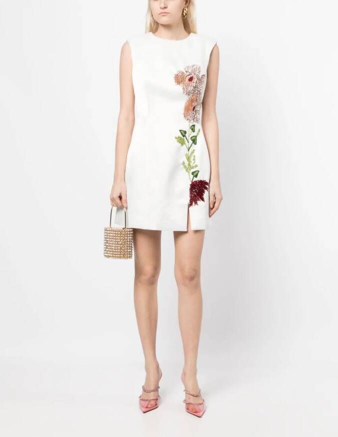 Rachel Gilbert Mini-jurk met geborduurd logo Wit
