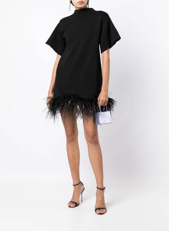 Rachel Gilbert Mini-jurk met veren afwerking Zwart