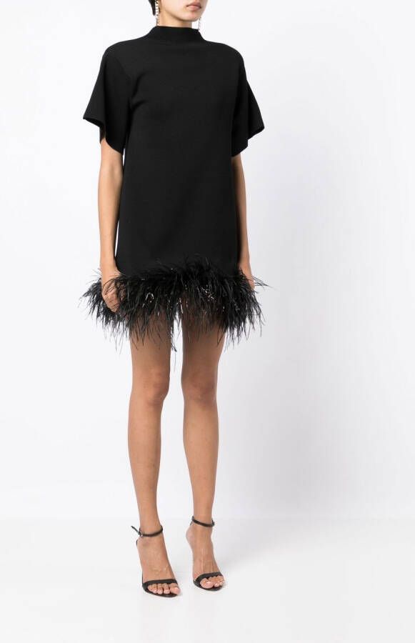 Rachel Gilbert Mini-jurk met veren afwerking Zwart