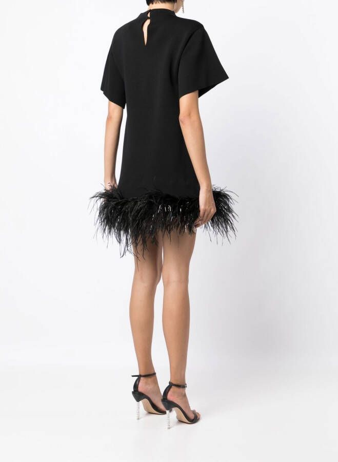 Rachel Gilbert Mini-jurk met veren afwerking Zwart