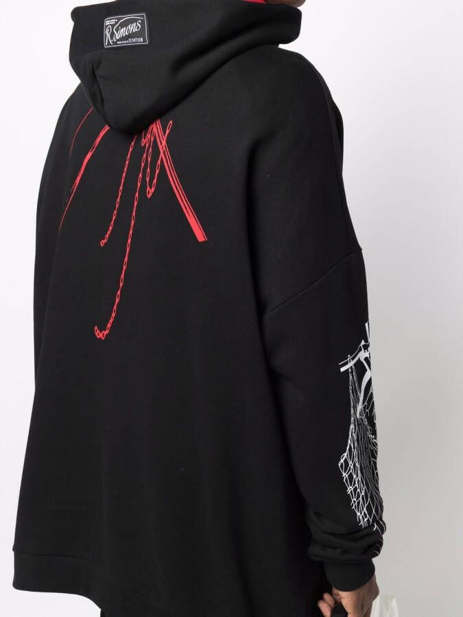 Raf Simons Hoodie met print Zwart