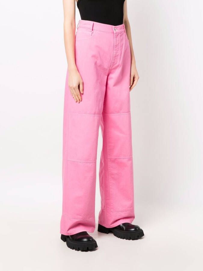 Raf Simons Jeans met wijde pijpen Roze