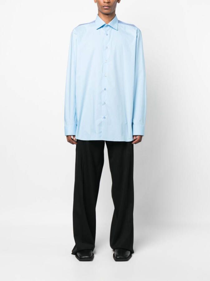Raf Simons Overhemd met mesh vlak Blauw