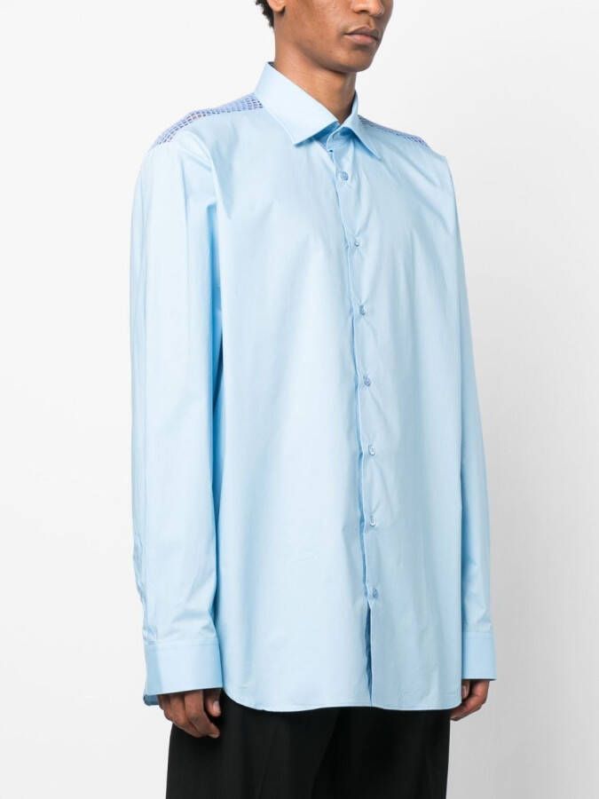 Raf Simons Overhemd met mesh vlak Blauw