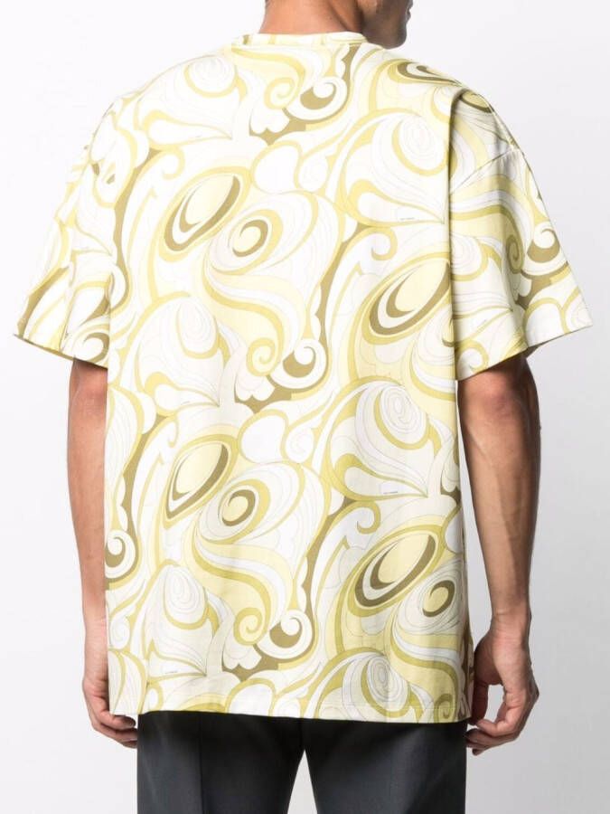 Raf Simons T-shirt met abstracte print Geel