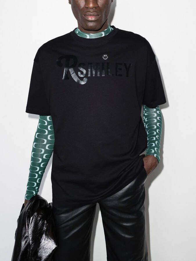Raf Simons x Smiley T-shirt met tekst Zwart