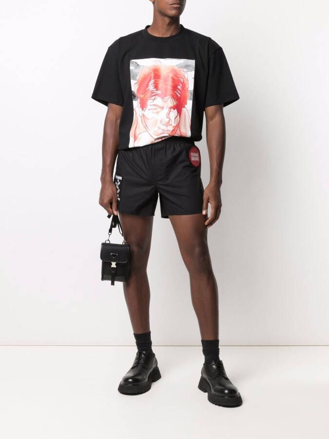 Raf Simons Zwembroek met patchdetail Zwart