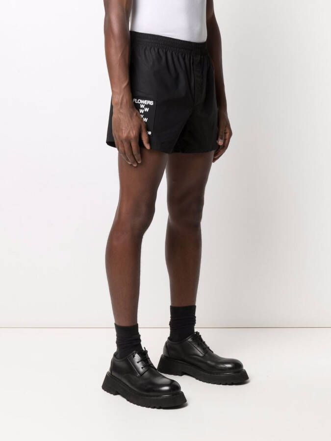 Raf Simons Zwembroek met patchdetail Zwart