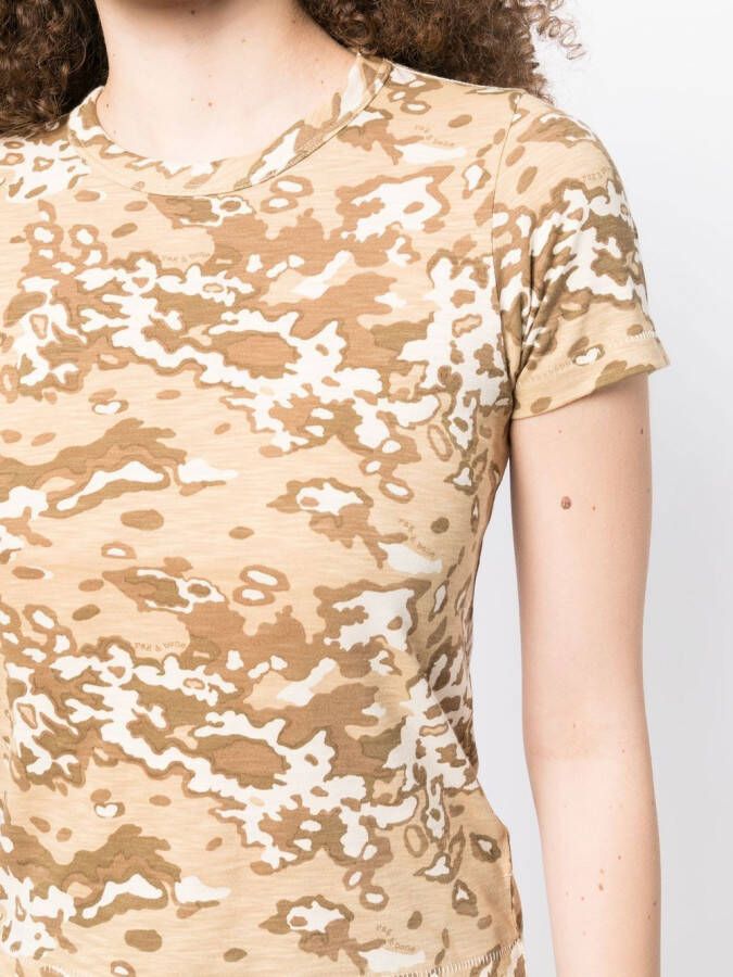 rag & bone T-shirt met camouflageprint Bruin