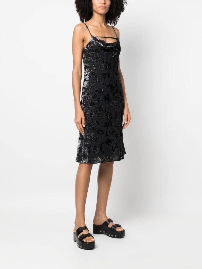 rag & bone Midi-jurk met bloemenprint Zwart