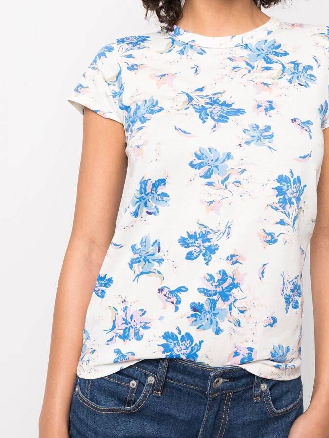 rag & bone T-shirt met bloemenprint Blauw