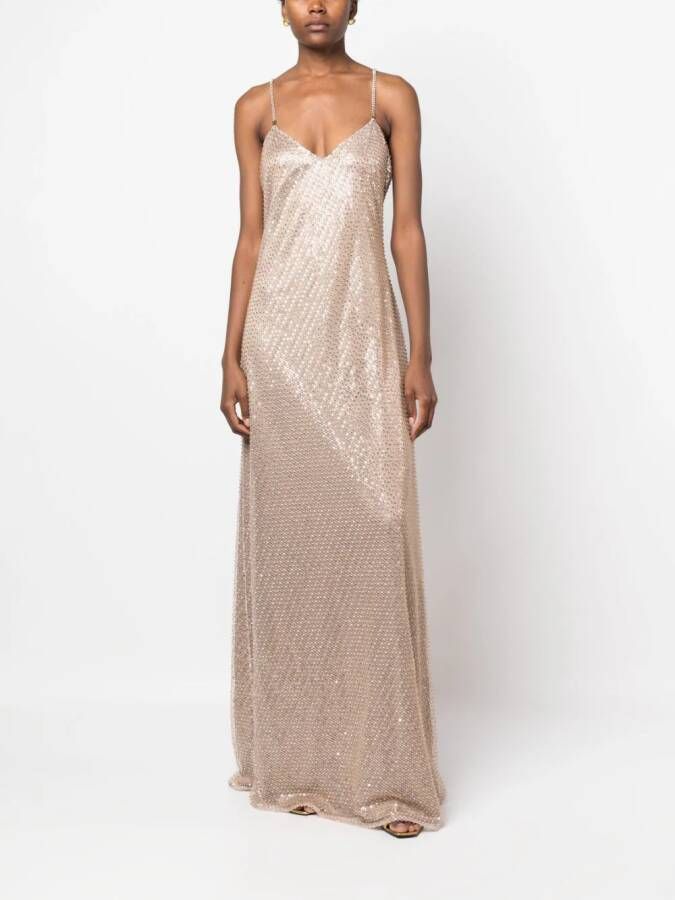 Ralph Lauren Collection Jurk verfraaid met kralen Beige
