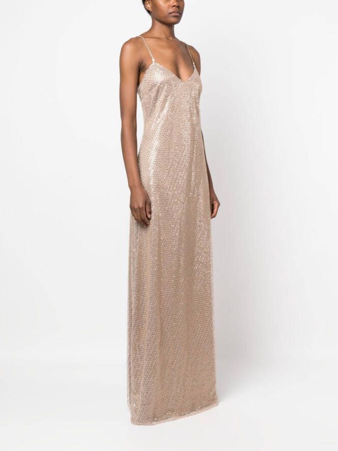 Ralph Lauren Collection Jurk verfraaid met kralen Beige