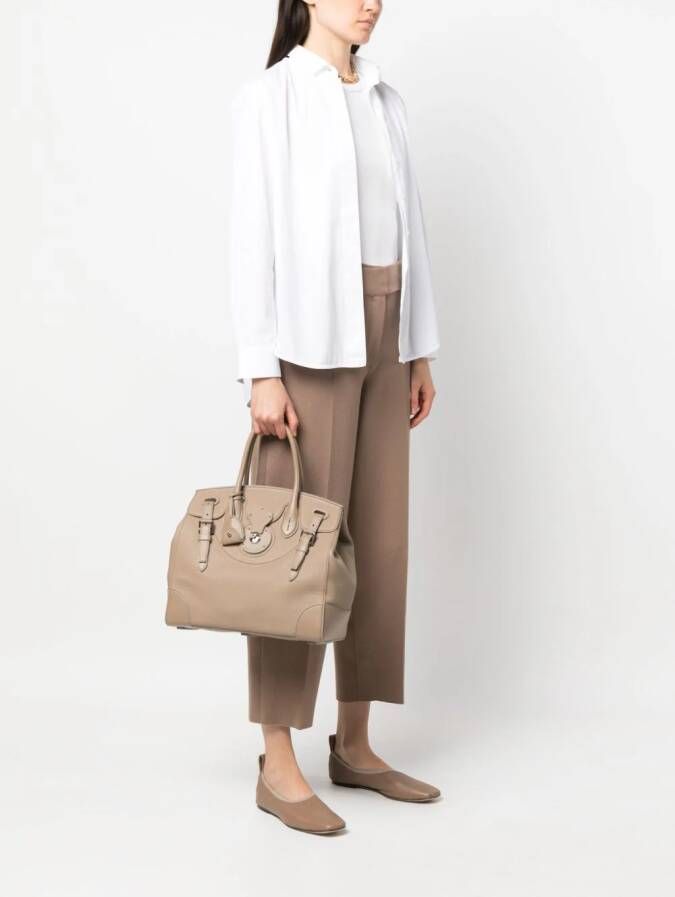 Ralph Lauren Collection Ricky leren shopper Beige