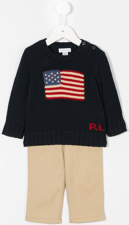 POLO RALPH LAUREN KIDS gebreid sweater met logo Blauw