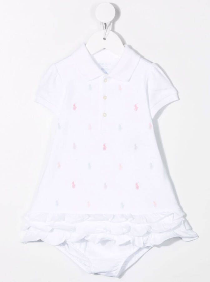POLO RALPH LAUREN KIDS Jurk met geborduurd logo Wit