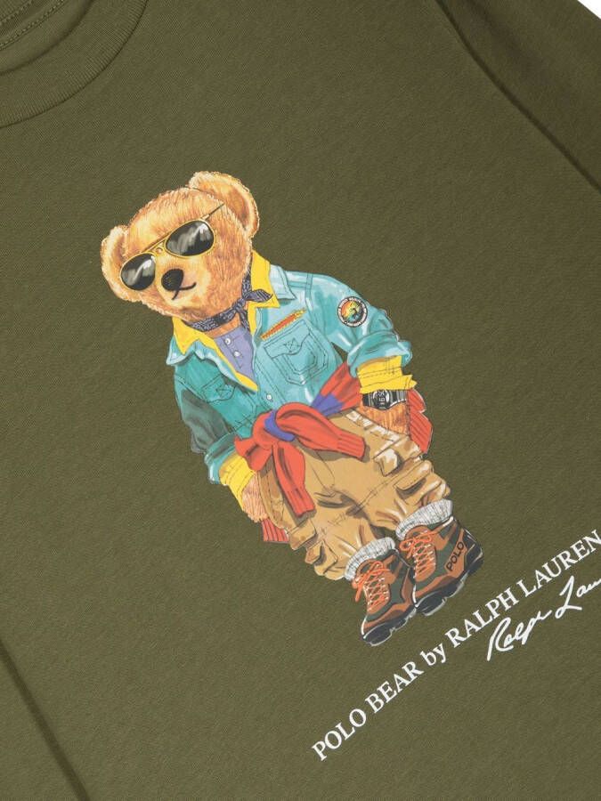 Ralph Lauren Kids T-shirt met teddybeerprint Groen