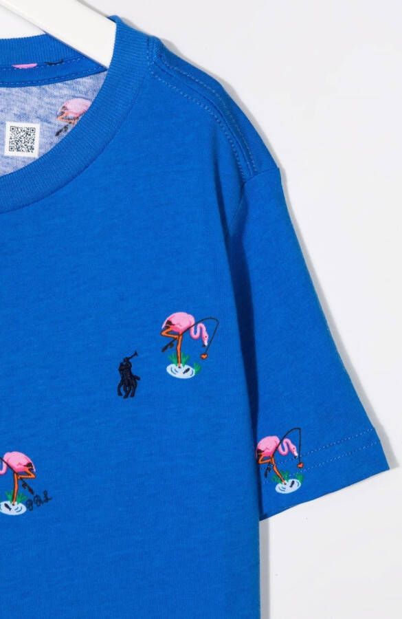 Ralph Lauren Kids T-shirt met flamingoprint Blauw