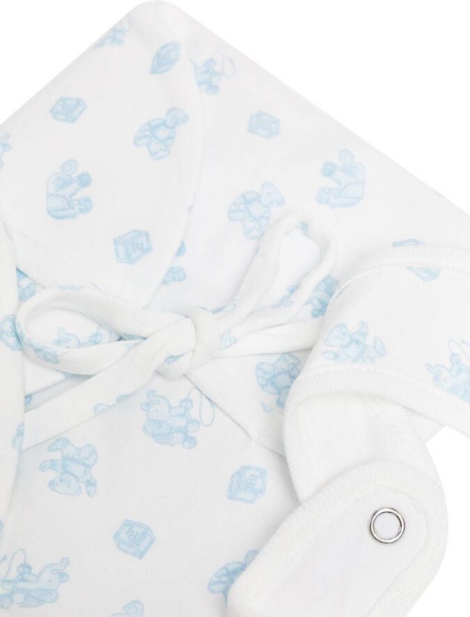 POLO RALPH LAUREN KIDS Tweedelige muts en slabbetje set Wit