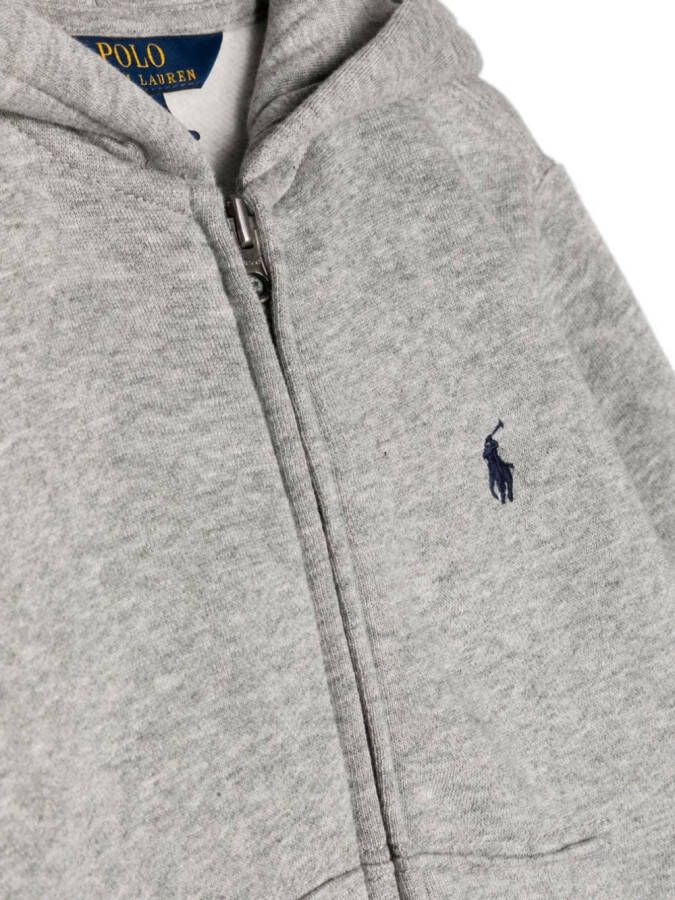 Ralph Lauren Kids zipped logo hoodie Grijs