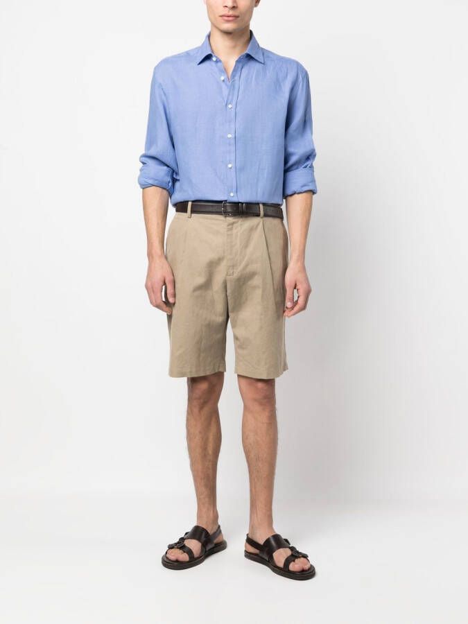 Ralph Lauren Purple Label Linnen overhemd Blauw