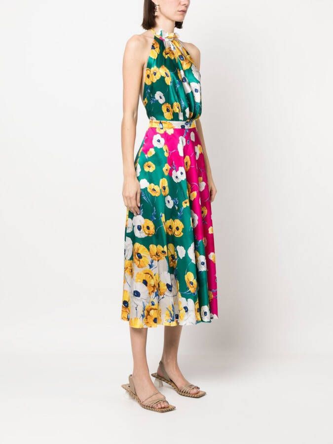 Raquel Diniz Halterjurk met bloemenprint Roze