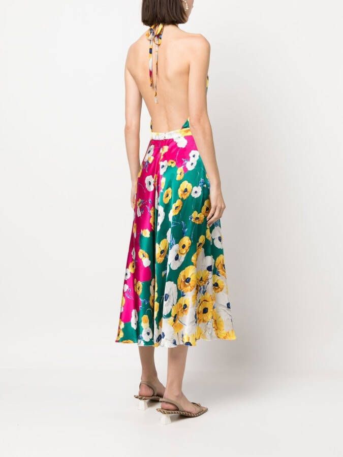Raquel Diniz Halterjurk met bloemenprint Roze
