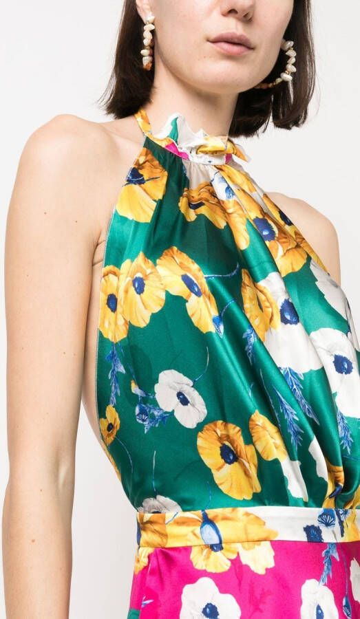 Raquel Diniz Halterjurk met bloemenprint Roze
