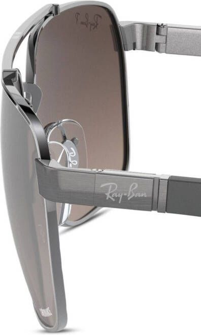 Ray-Ban Zonnebril met rechthoekig montuur Grijs