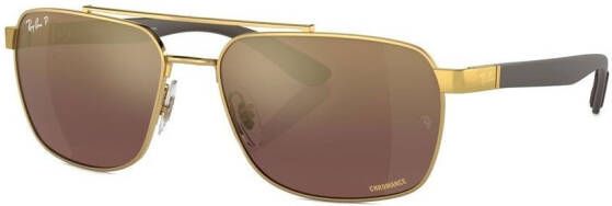 Ray-Ban Zonnebril met rechthoekig montuur Goud