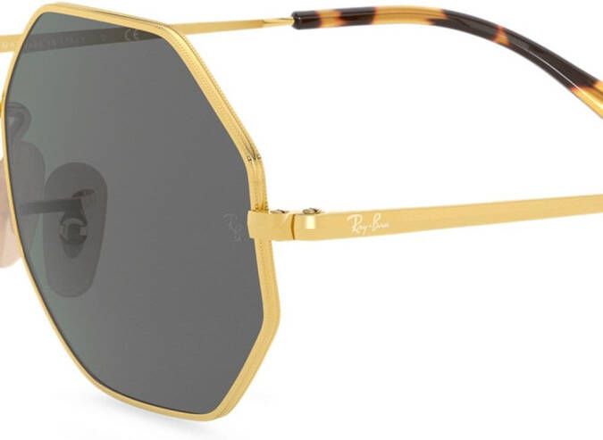 Ray-Ban Zonnebril met achthoekig montuur Goud