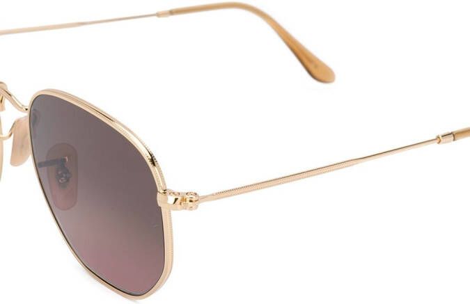 Ray-Ban Zonnebril met zeshoekig montuur Goud