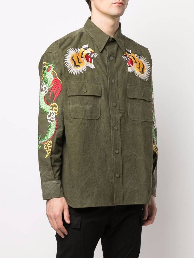 Readymade Shirt met borduurwerk Groen