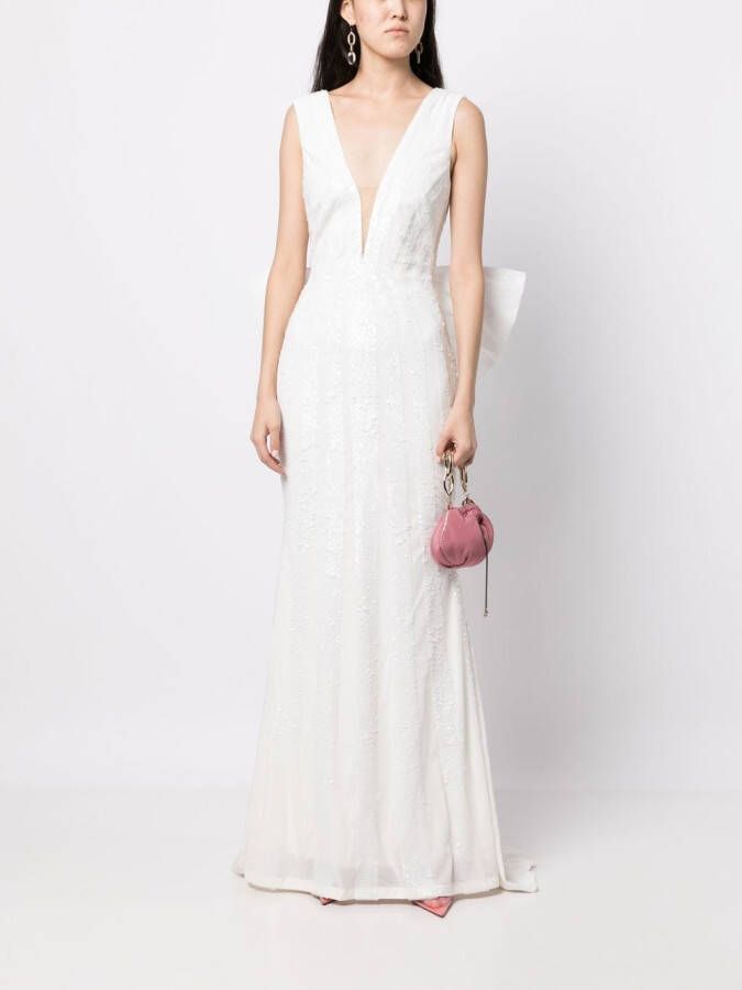 Rebecca Vallance Avondjurk met strikdetail Wit
