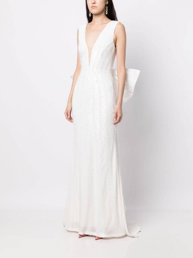 Rebecca Vallance Avondjurk met strikdetail Wit