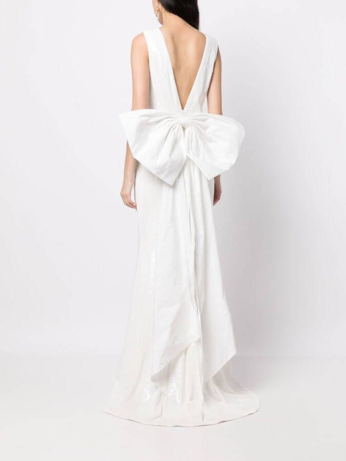 Rebecca Vallance Avondjurk met strikdetail Wit