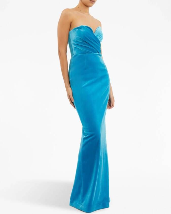 Rebecca Vallance Bernardette velvet-effect gown Blauw