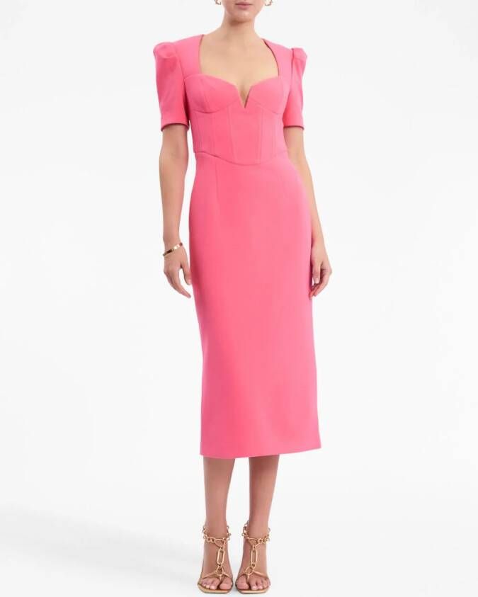 Rebecca Vallance Marie midi-jurk met pofmouwen Roze