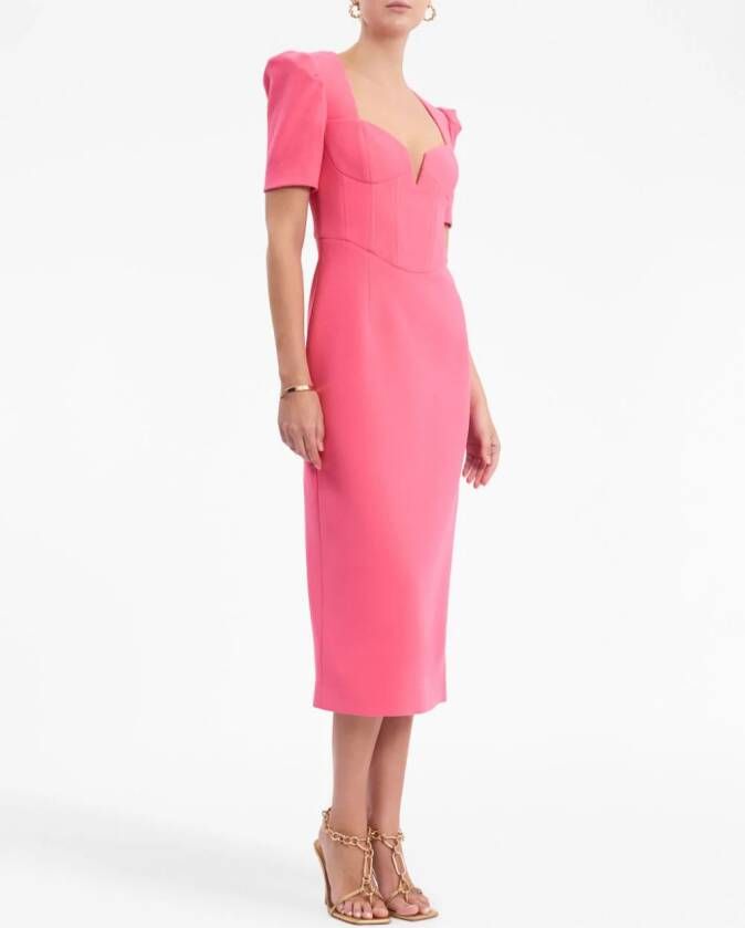 Rebecca Vallance Marie midi-jurk met pofmouwen Roze
