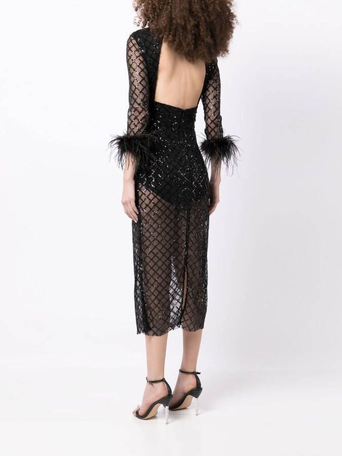 Rebecca Vallance Midi-jurk met pailletten Zwart