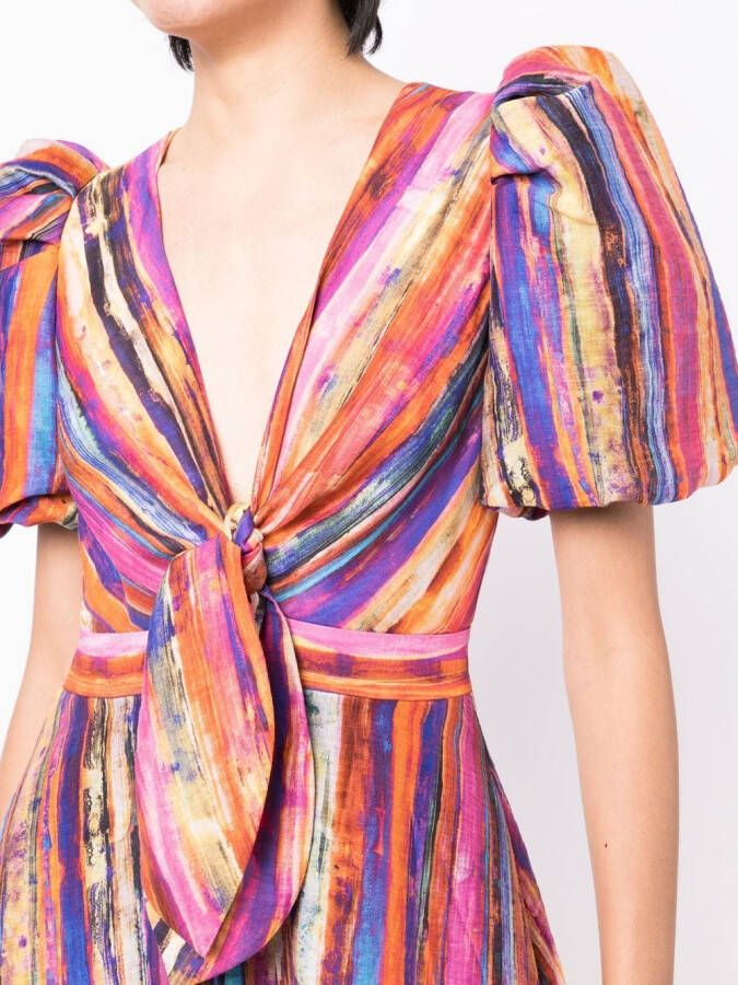 Rebecca Vallance Midi-jurk met pofmouwen Oranje