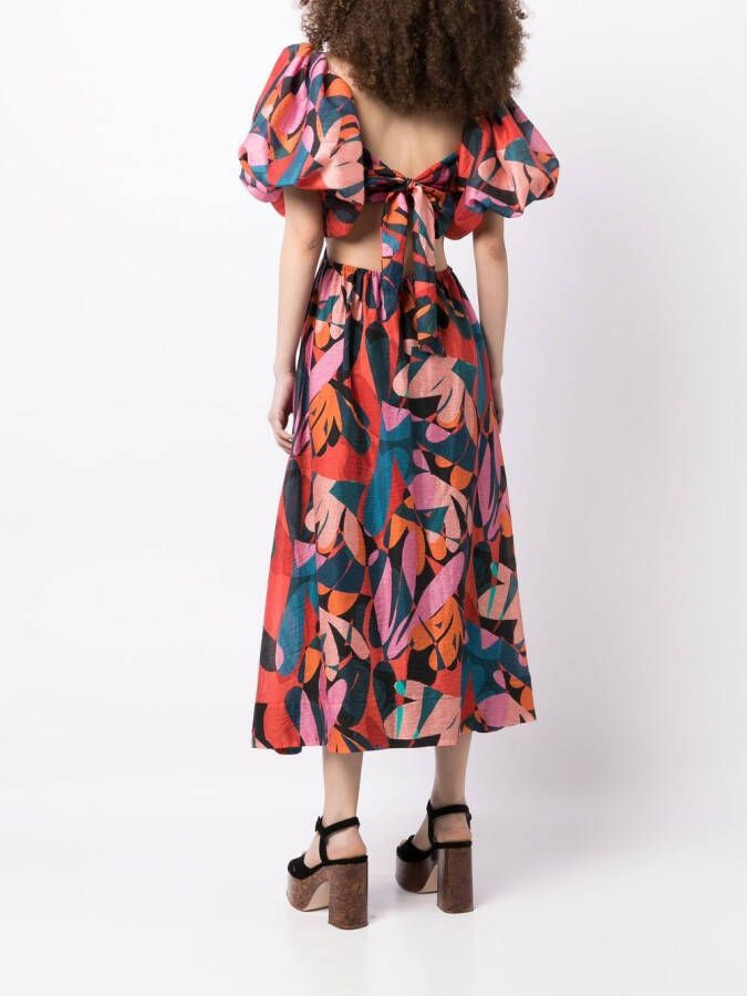 Rebecca Vallance Midi-jurk met pofmouwen Paars