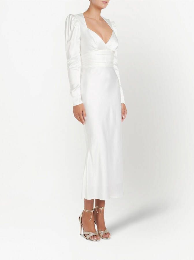 Rebecca Vallance Midi-jurk met pofmouwen Wit