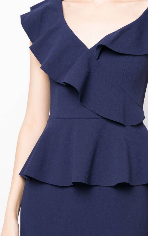 Rebecca Vallance Midi-jurk met ruche afwerking Blauw