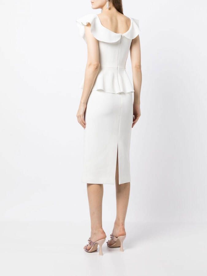Rebecca Vallance Midi-jurk met ruche afwerking Wit