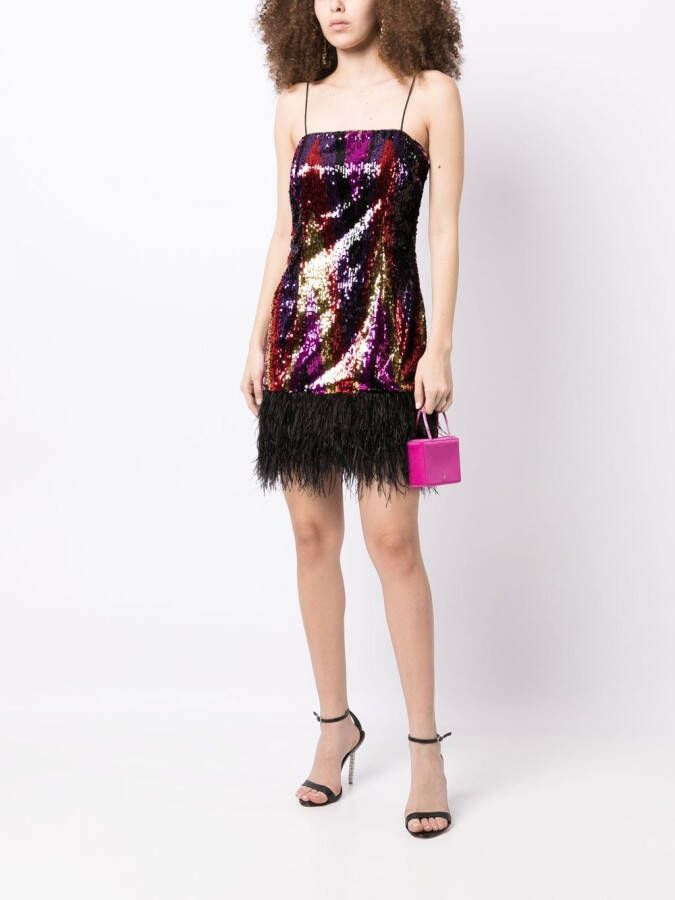 Rebecca Vallance Mini-jurk met veren Veelkleurig